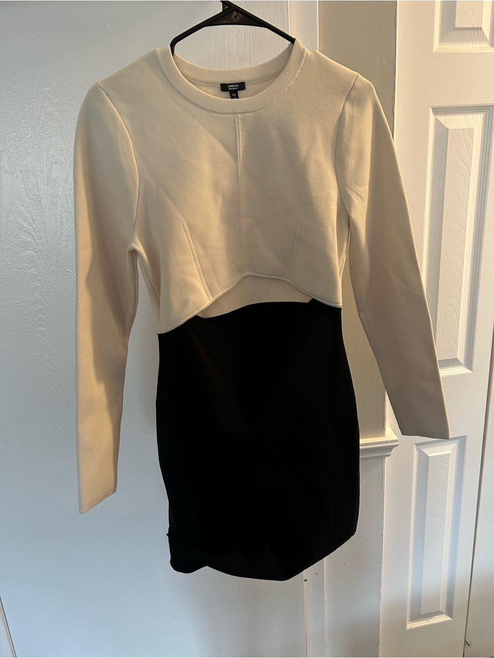 Express Off-White Ribbed Formal Dress